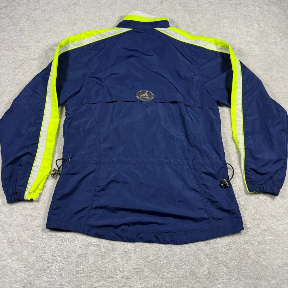 Adidas Windbreaker Mens‎ M Navy Blue Neon Yellow Vintage Track Jacket Full Zip